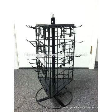 3-Sided Spinner Detachable Black Merchandiser Hook Metal Wire Rotating Countertop Display Rack